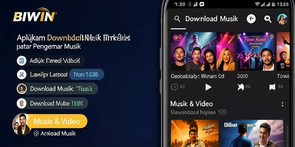 Antarmuka BIWIN untuk unduhan musik yang simple dan efisien.