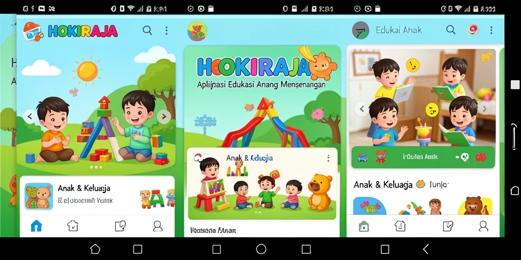 Tampilan antarmuka HOKIRAJA yang ramah anak dan interaktif.