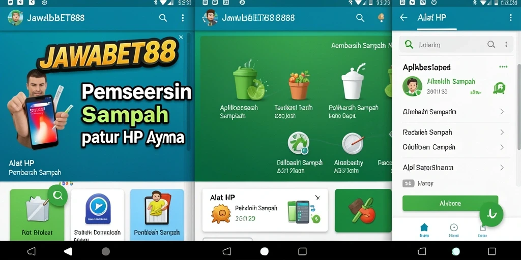 Antarmuka JAWABET88 menampilkan fitur Pembersih Sampah yang mudah digunakan.
