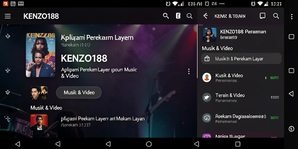 Antarmuka KENZO188 saat merekam layar dengan fitur audio.