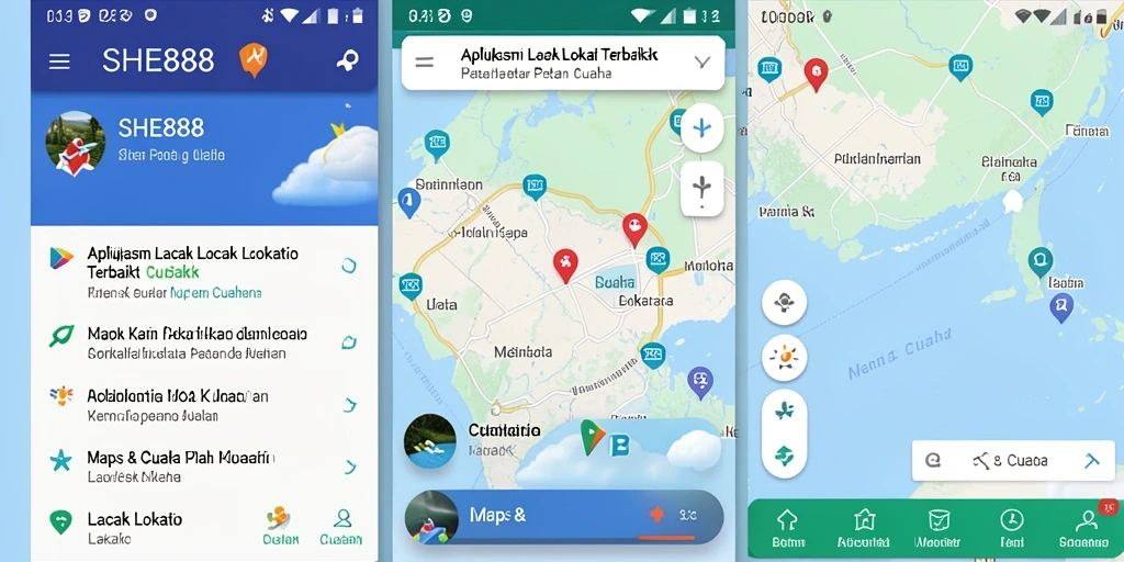 Antarmuka sederhana dan informatif dari SHE888 saat melacak lokasi.