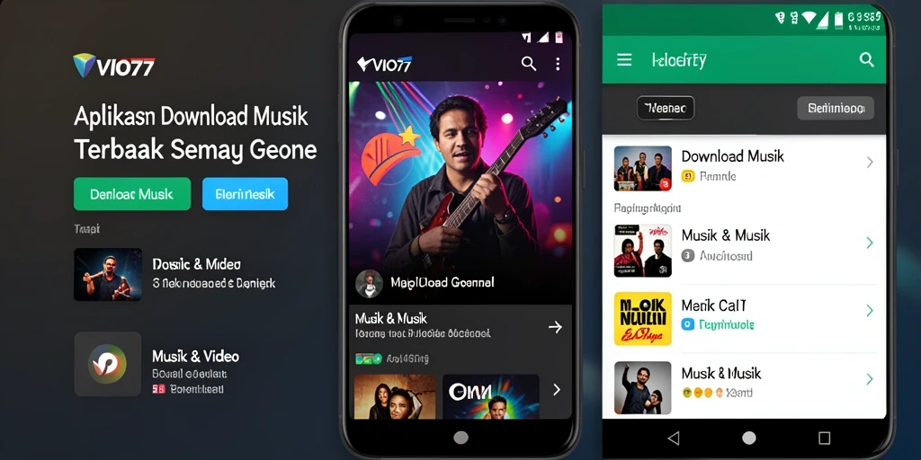 Antarmuka VIO77 yang sederhana dan intuitif untuk download musik.